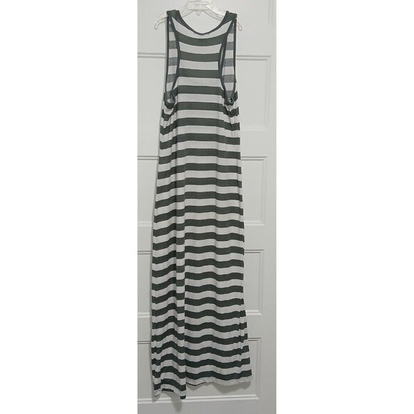 U2B Striped Maxi Dress White And Gray Size Medium Sleeveless - Picture 3 of 6